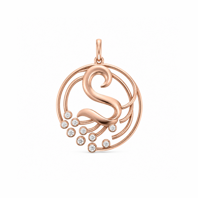 Alphabet S Circle Diamond Pendant